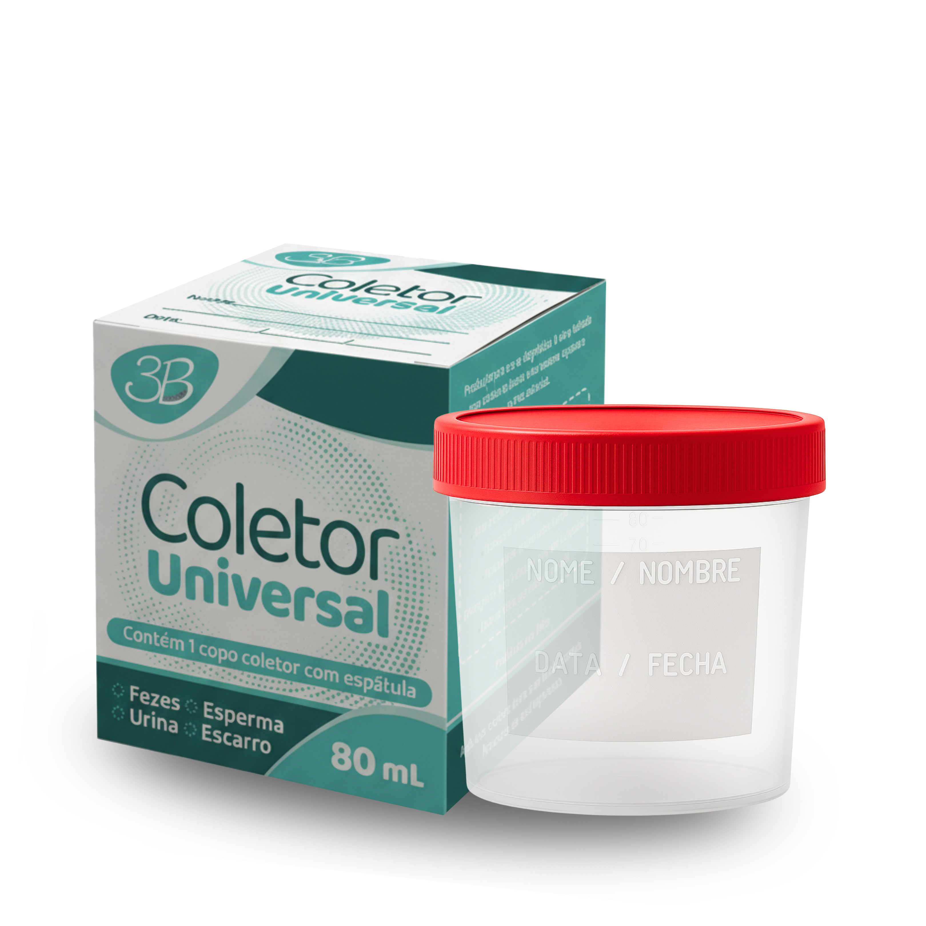 COLETOR UNIVERSAL  TRANSLÚCIDO TAMPA VERMELHA 80ml